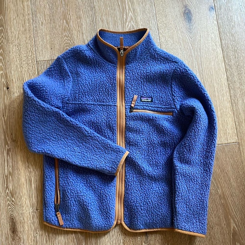 Girls Patagonia size 14 blue with tan trim fleece